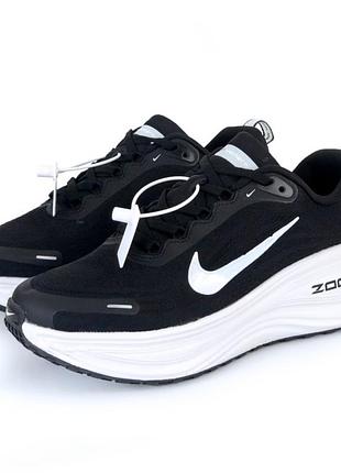 Мужские кроссовки nike vomero plus черные белые стильные спортивные кроссы из кожи высокого качества на весну лето найк вомеро плю