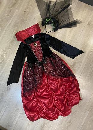 Костюм сукня плаття на хелловін відьма кажан павук 134 140