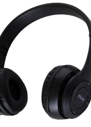 Беспроводные bluetooth наушники с радио и функцией плеера p47 черные