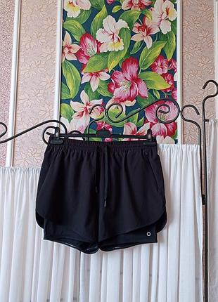 Стильні якісні чорні спортивні  подвійні шорти good move by m&s.