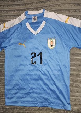 Спорт фірмова домашня футбольна футболка збірної уругваю.cavani. сезону 2019–2021 років від компанії puma.12-14 років.