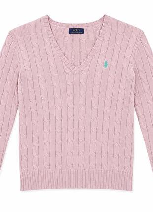 Womens polo ralph lauren cableknit v neck sweater size s pink жіночій светр ральф лорен розмір с женский ральф свитер