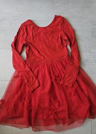 Нарядна червона сукня h&m для дівчинки, 122/128 (6–8 років)