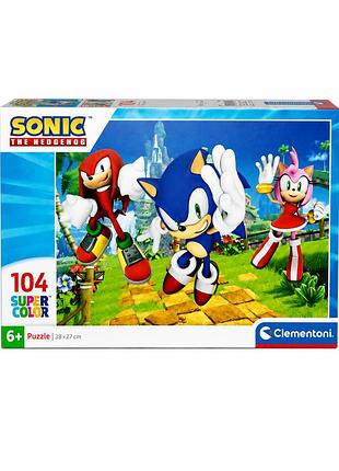 Пазл clementoni supercolor sonic the hedgehog, 104 елементи, 38×27 см, дитячий пазл 6+