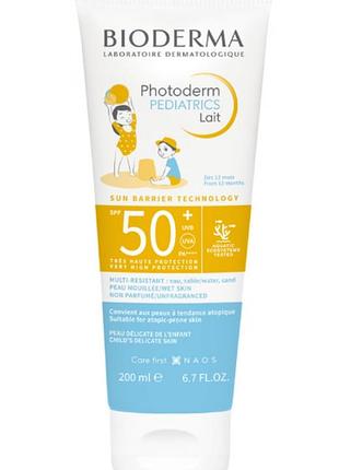 Солнцезащитное молочко bioderma photoderm pediatrics spf 50+ с 12 месяцев 200 мл