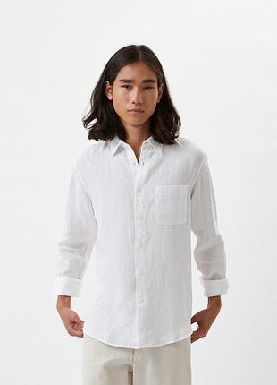 Біла льняна сорочка uniqlo m