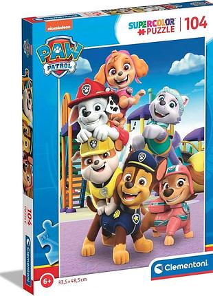 Пазл clementoni supercolor "щенячий патруль (paw patrol)" 104 елементи, 33,5×48,5 см, дитячий пазл 6+
