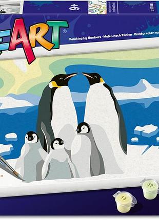 Набор для рисования по номерам ravensburger creart "семья пингвинов" 24×18 см