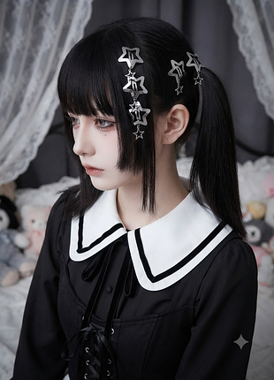 Набір 5 подвійних зірочок шпильки y2k jirai kei goth