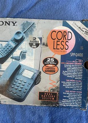 Ретро радіотелефон sony spp-q400 (дротова база + бездротова трубка), б/в