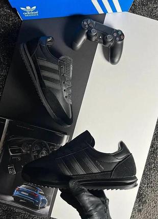 Мужские кожаные кроссовки adidas, мужские черные кроссовки адидас, мужская демисезонная кожаная обувь 45