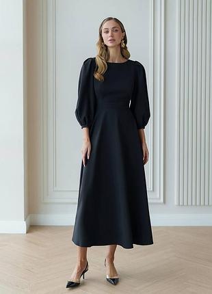 Изысканное платье миди арт. 500, черный m