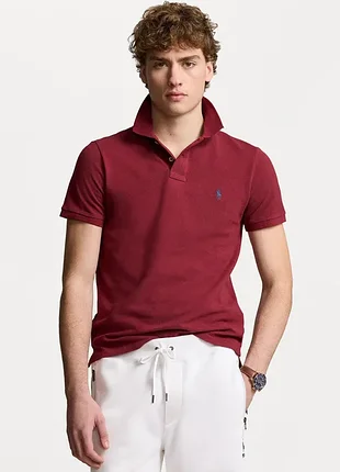 Мужское бордовое поло polo ralph lauren. оригинал