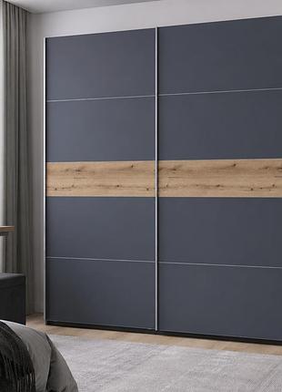 Шкаф купе doros g-caiser антрацит / антрацит вставка дуб эвок 2 дсп / 5 частей 220х60х240 (42005420) (drs-012253)