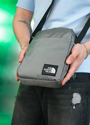 Сумка сіра через плече the north face, месенджер чоловічий, барсетка спорт тнф
