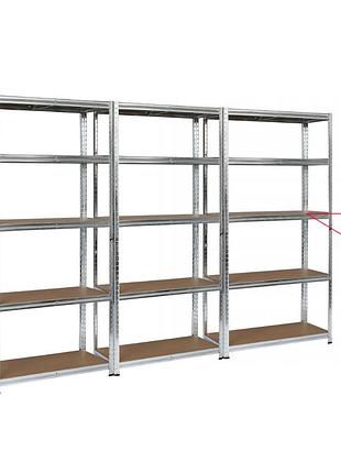 Набор из трех стеллажей leobro premium 150 х 210 х 30 см, 150кг/полка, 5 полок (lb-r110х3)