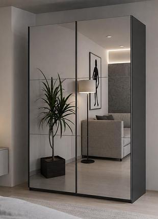 Шафа купе doros g-caiser антрацит 2 дзеркала / 3 частини 160х60х240 (42005409) (drs-012242)