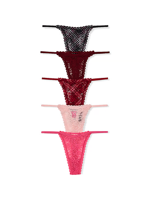 Набір із 5 трусиків-стрінг victoria's secret 5-pack lacie string thong panties