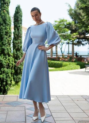Изысканное платье миди арт. 500, голубой s