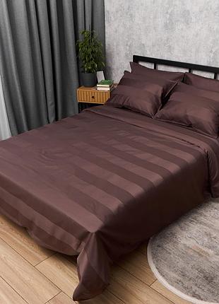 Комплект постільної білизни moon&star satin stripe arabica king size 220x240 наволочки 4х50х70 (ms-820016838)