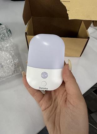Ночники detake led night light ld067-wh-eu с датчиком движения и освещенности, 2 шт, лёгкий б/в