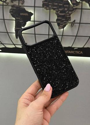 Премиум чехол со стразами для айфона 17 про макс,чехол tpu swarovski с блеском для iphone 17 pro max (черный)