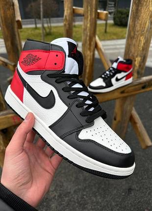 Високі кросівки nike air jordan 1 red, чоловічі шкіряні високі кросівки, чоловічі вуличні кросівки 43