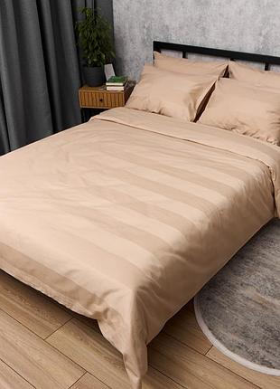 Комплект постельного белья moon&star satin stripe cream latte king size 220x240 наволочки 2х50х70 (ms-820016871)