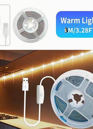 Светодиодная led лента usb 3 метра с выключателем ds-001-03t теплый свет
