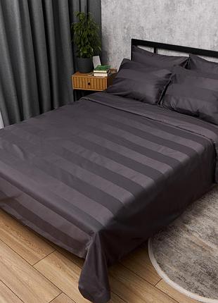 Комплект постельного белья moon&star satin stripe dark graphite king size 220x240 наволочки 2х40х60 (ms-820016905)