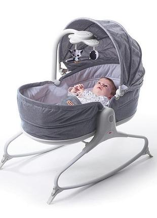 Люлька–качалка для новорожденных 3 в 1 tiny love мамина любовь grey с капюшоном