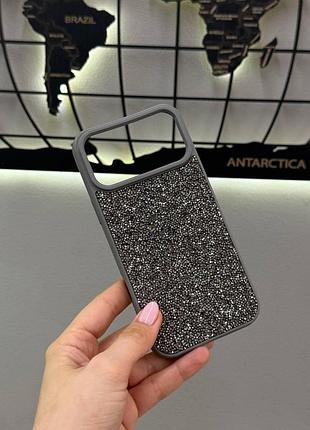 Премиум чехол со стразами для айфона 17 про макс,чехол tpu swarovski с блеском для iphone 17 pro max (серый)