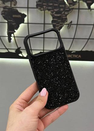 Премиум чехол со стразами для айфона 17 про,чехол tpu swarovski с блеском для iphone 17 pro (черный)