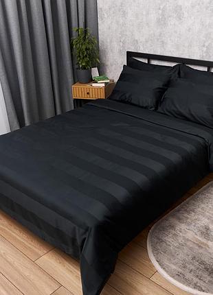 Комплект постільної білизни moon&star satin stripe deep black king size 220x240 наволочки 4х70х70 (ms-820016944)