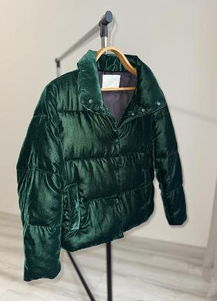 Оксамитова куртка-пуховик zara woman