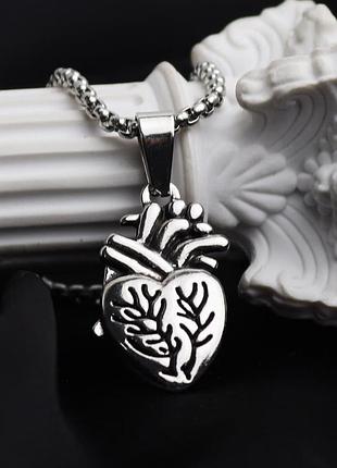 Жіночий кулон на шию з нержавіючої сталі "heart bloom". кулон для жінок. стильний жіночий аксесуар.