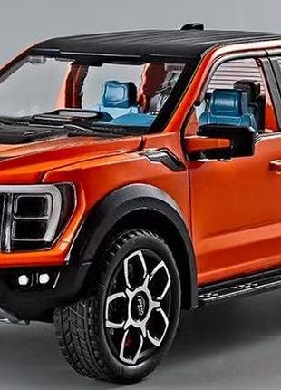 Масштабна модель автомобіля ford f-150 raptor 1:20. металева інерційна машинка. звукові та світлові ефекти жовтогарячий