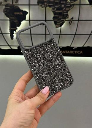Премиум чехол со стразами для айфона 17 про,чехол tpu swarovski с блеском для iphone 17 pro (серый)