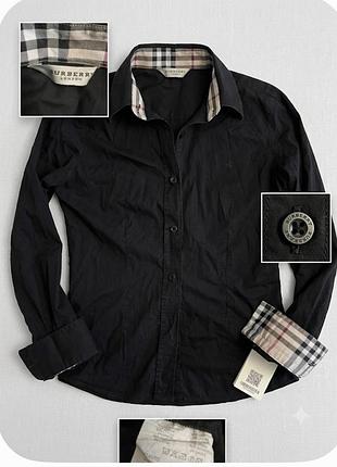 Стильная классическая черная рубашка, сорочка культовый бренд burberry оригинал размер s,xs указан размер 36