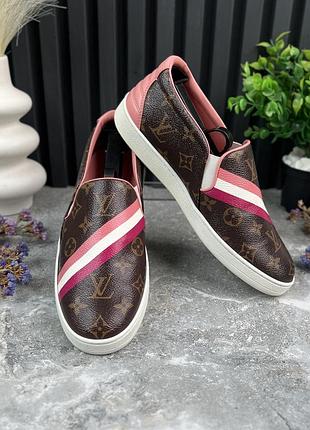 Louis vuitton frontrow слипоны кеды женские в коричневой монограмме 38.5