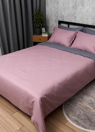Комплект постельного белья moon&star satin stripe rose graphite king size 220x240 наволочки 4х50х70 (ms-820017118)