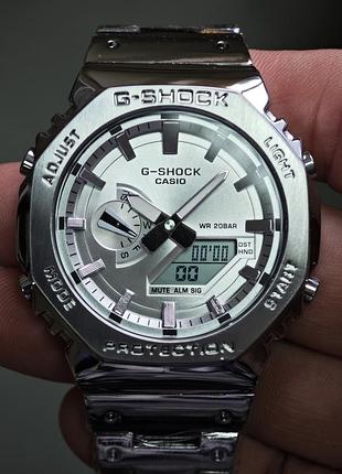 Часы casio g-shock ga-2100 джи шок серебро (полированный металл)