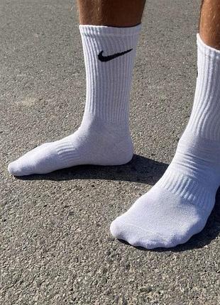Упаковка 12 пар (41-45) високі білі спортивні шкарпетки nike/найк із еластичною фіксацією на стопі