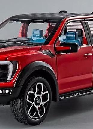 Масштабная модель автомобиля ford f-150 raptor 1:20. металлическая инерционная машинка. звуковые и световые эффекты красный