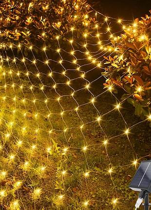 Сонячні сітчасті ліхтарі acxilexy 96 led 1,5x1,5м з дистанційним керуванням