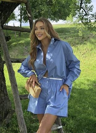 Zara костюм в смужку в полоску з шортами с
