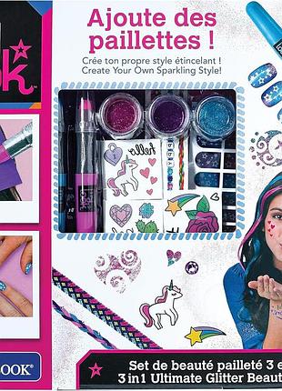 Набор для творчества и детской косметики lexibook my look 3-в-1 ultimate glitter beauty set, 8+