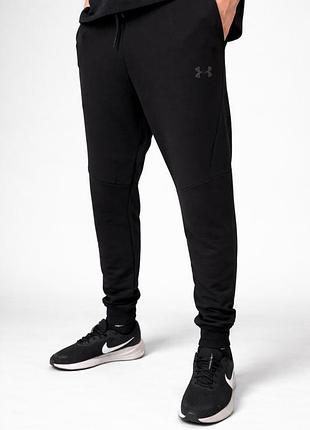 Чоловічі спортивні штани under armour чорні джогери двохнитка туреччина весна,осінь,демісезонні