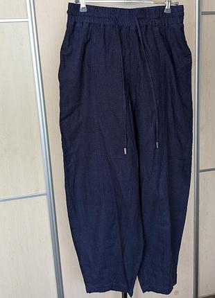 Синие брюки лен/ вискоза zara