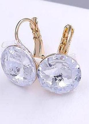 Сережки медзолото з кристалами swarovski. xp 18k. 1,7 см.